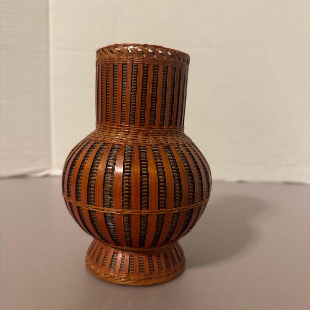 Vintage Ratan Bamboo Weave Vase